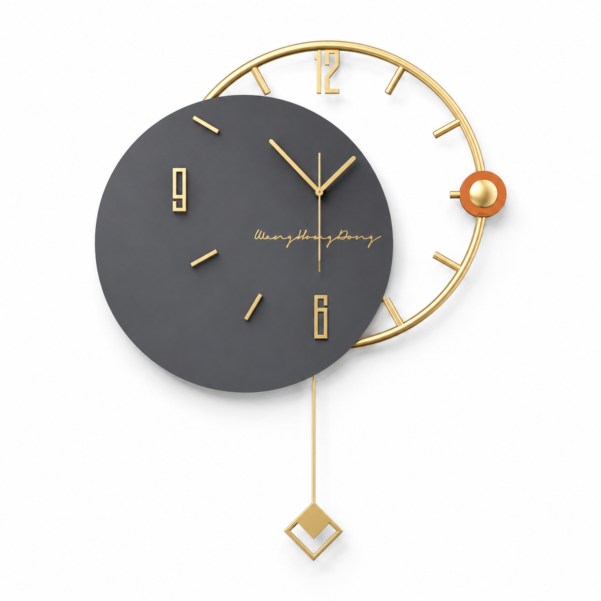 Horloge Murale Métal Pendule Design Nordique 52x68cm
