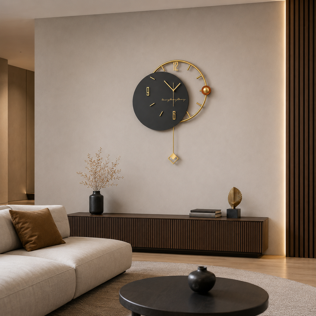 Horloge Murale Métal Pendule Design Nordique 52x68cm