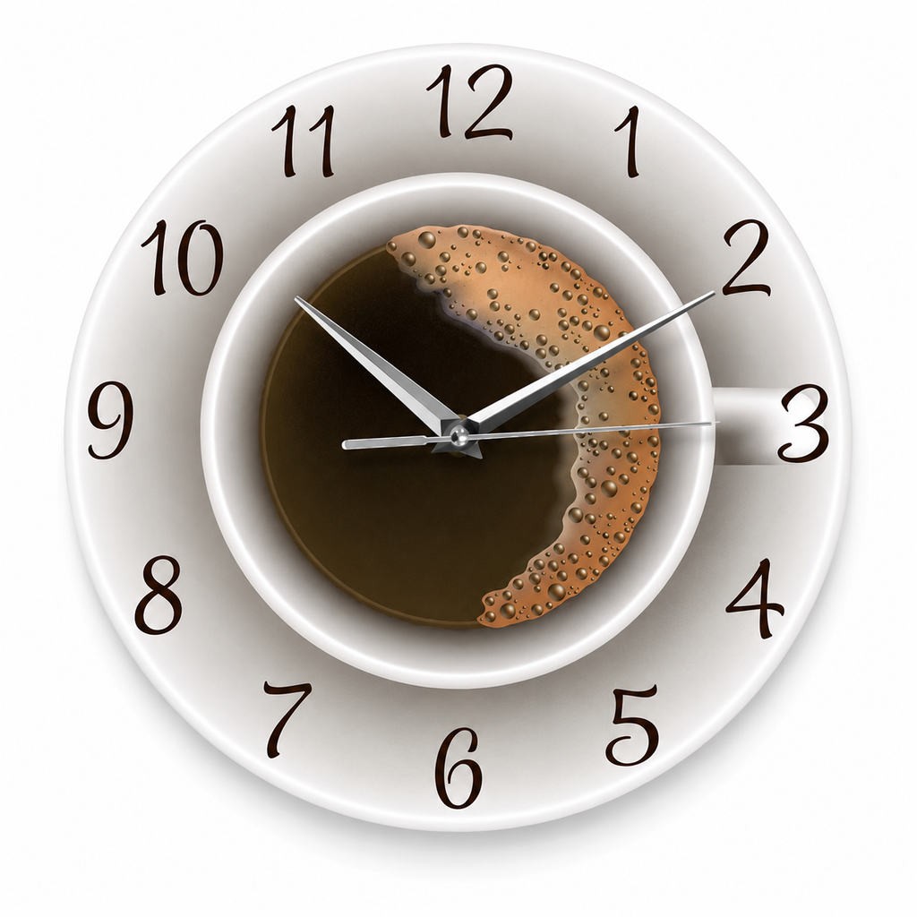 Horloge Murale Cuisine Motif Tasse de Café 30cm