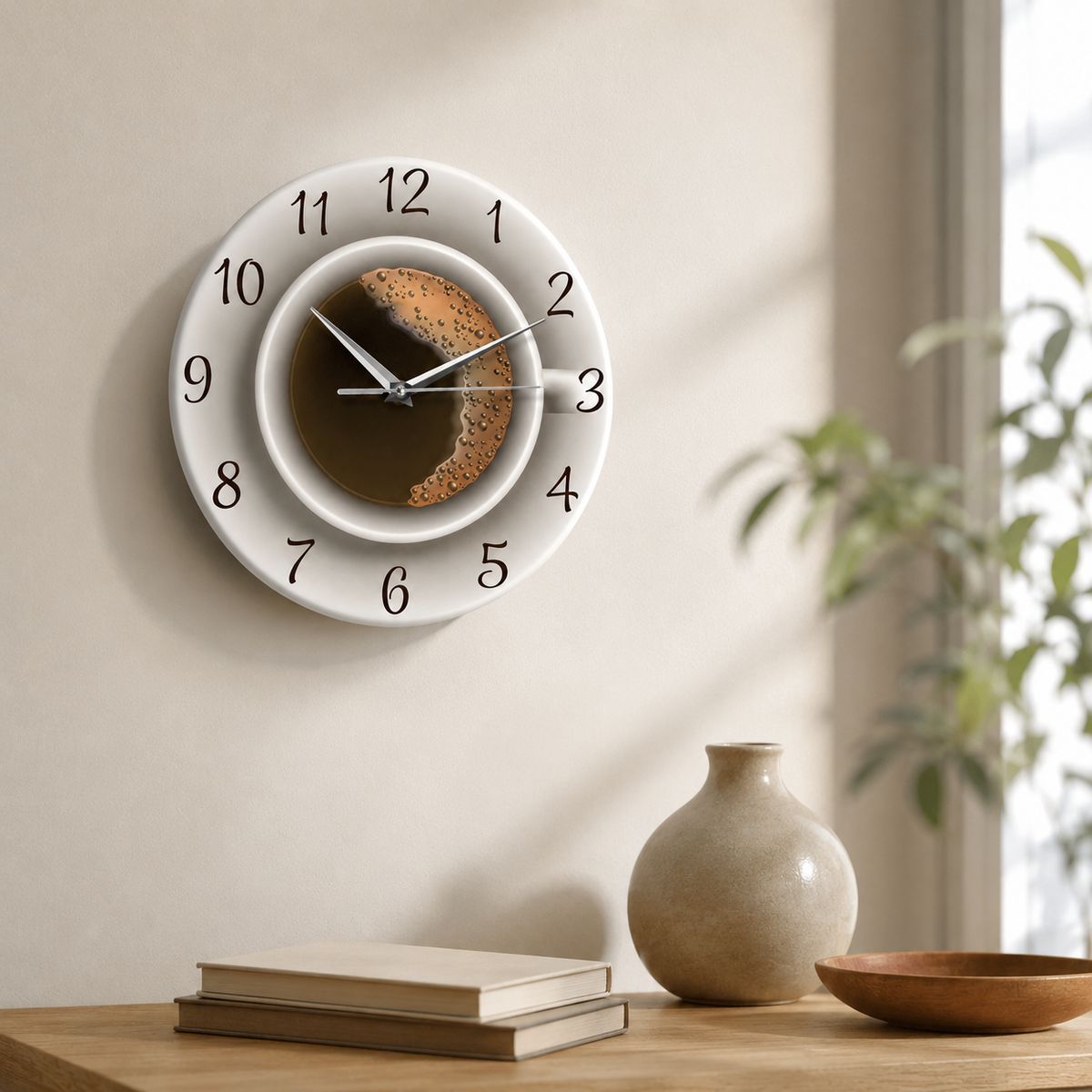 Horloge Murale Cuisine Motif Tasse de Café 30cm