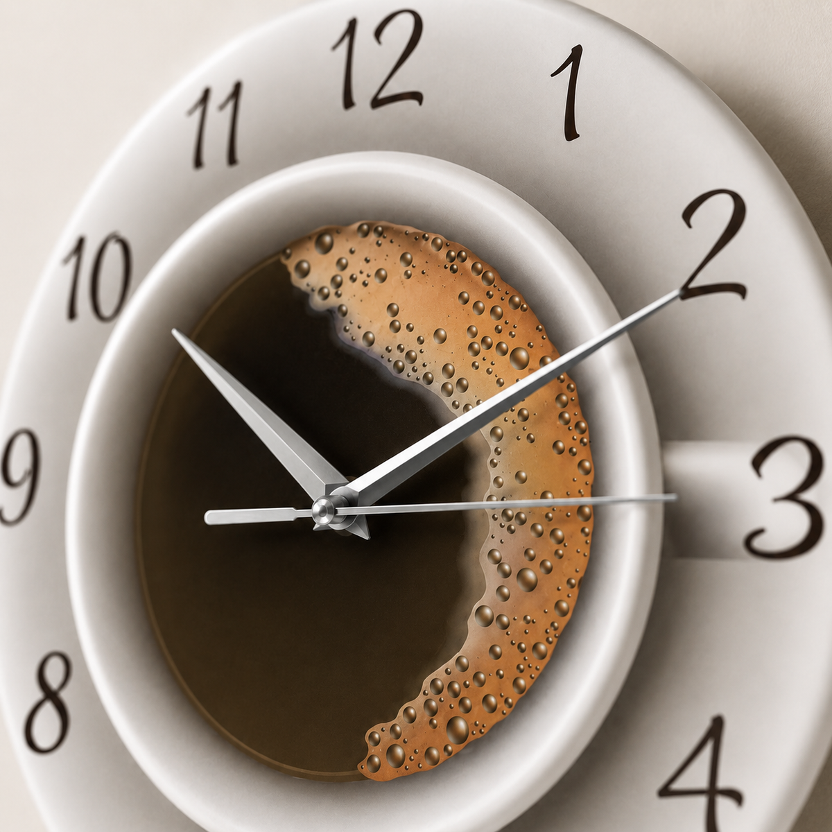 Horloge Murale Cuisine Motif Tasse de Café 30cm