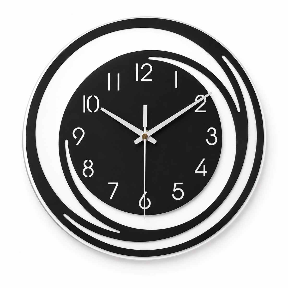Horloge Murale Ronde Acrylique Miroir Noir 30cm