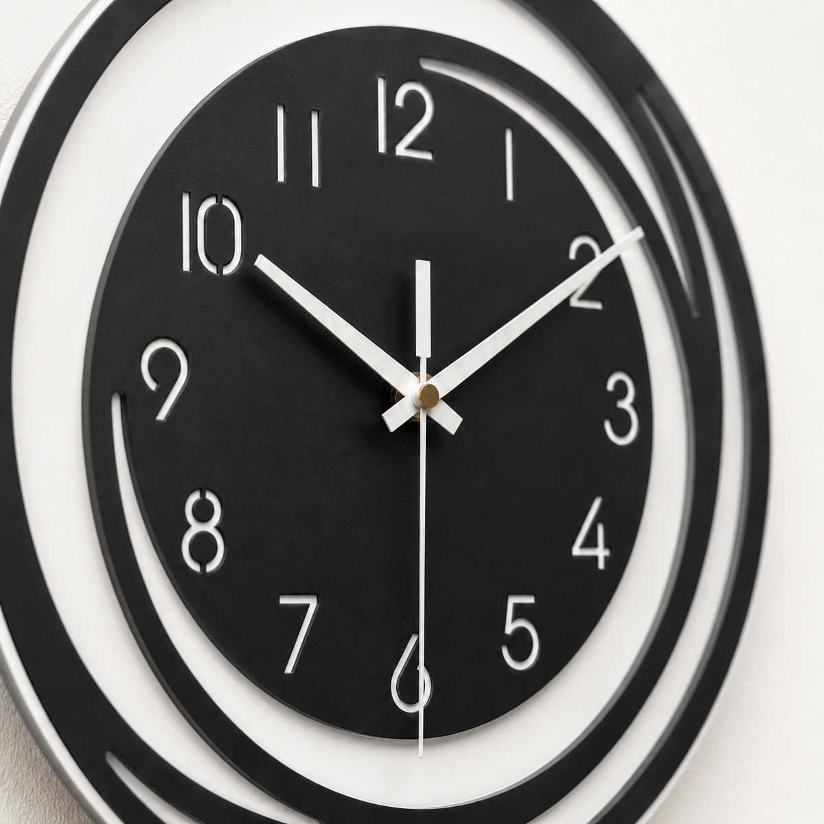 Horloge Murale Ronde Acrylique Miroir Noir 30cm