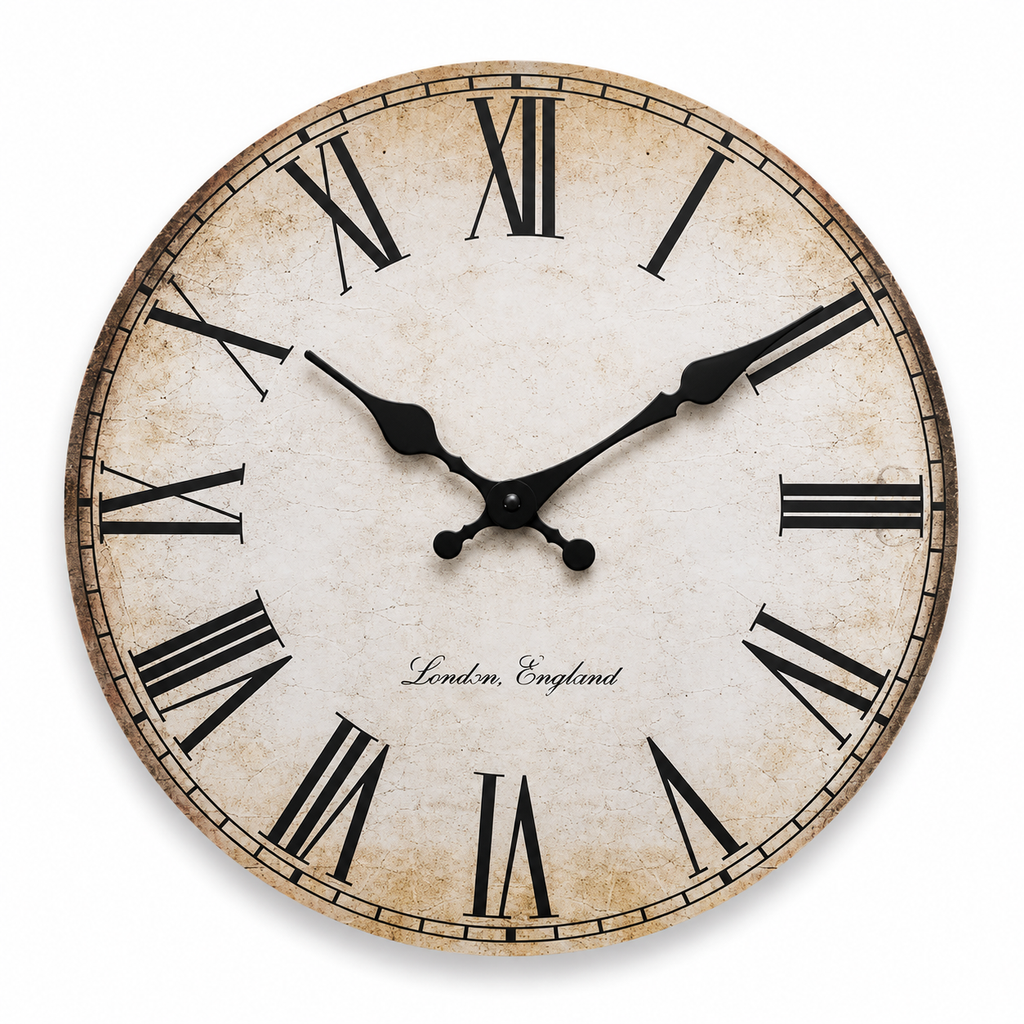 Horloge Murale Ronde Bois MDF Vintage 25 30 40cm