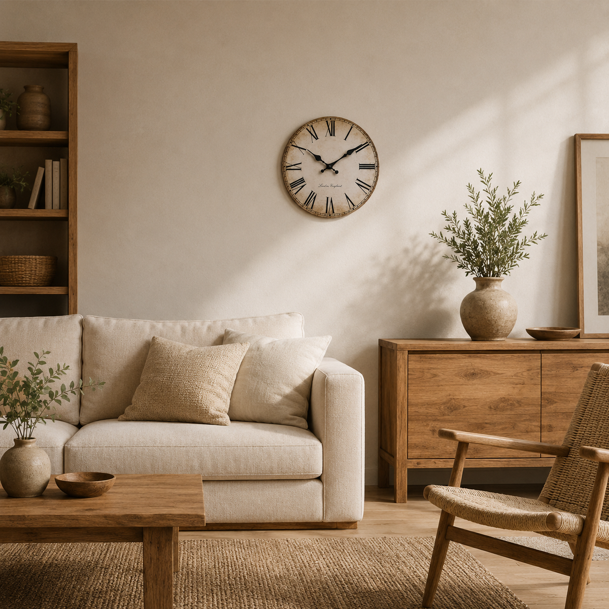 Horloge Murale Ronde Bois MDF Vintage 25 30 40cm