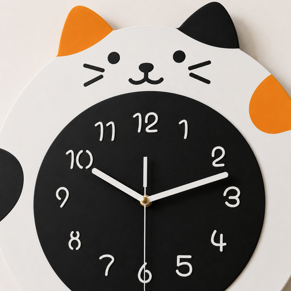 Horloge Murale Chat Acrylique 29,5 × 40 cm Pendule Oscillant Mouvement Quartz — 2 Modèles