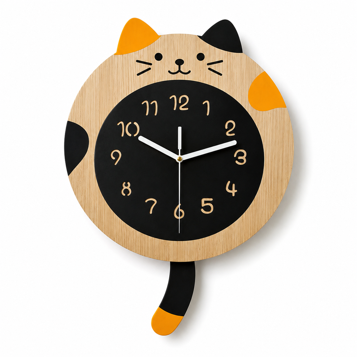 Horloge Murale Chat Acrylique 29,5 × 40 cm Pendule Oscillant Mouvement Quartz — 2 Modèles