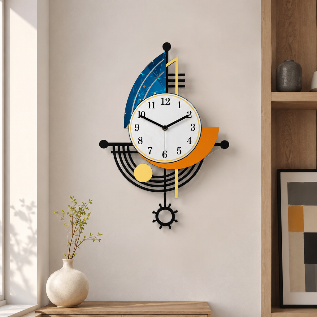 Horloge Murale Design Géométrique Acrylique Pendule