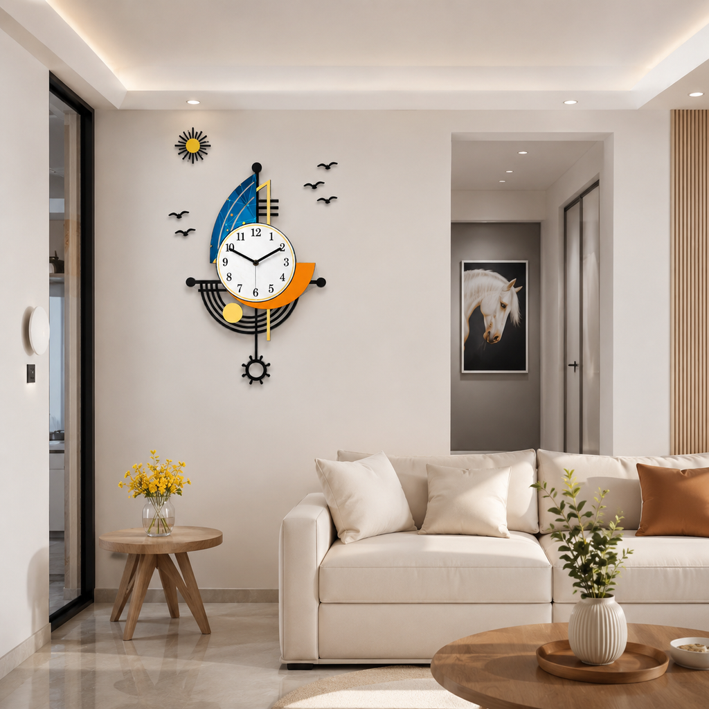 Horloge Murale Design Géométrique Acrylique Pendule