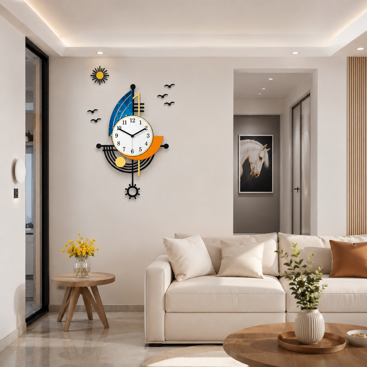 Horloge Murale Design Géométrique Acrylique Pendule