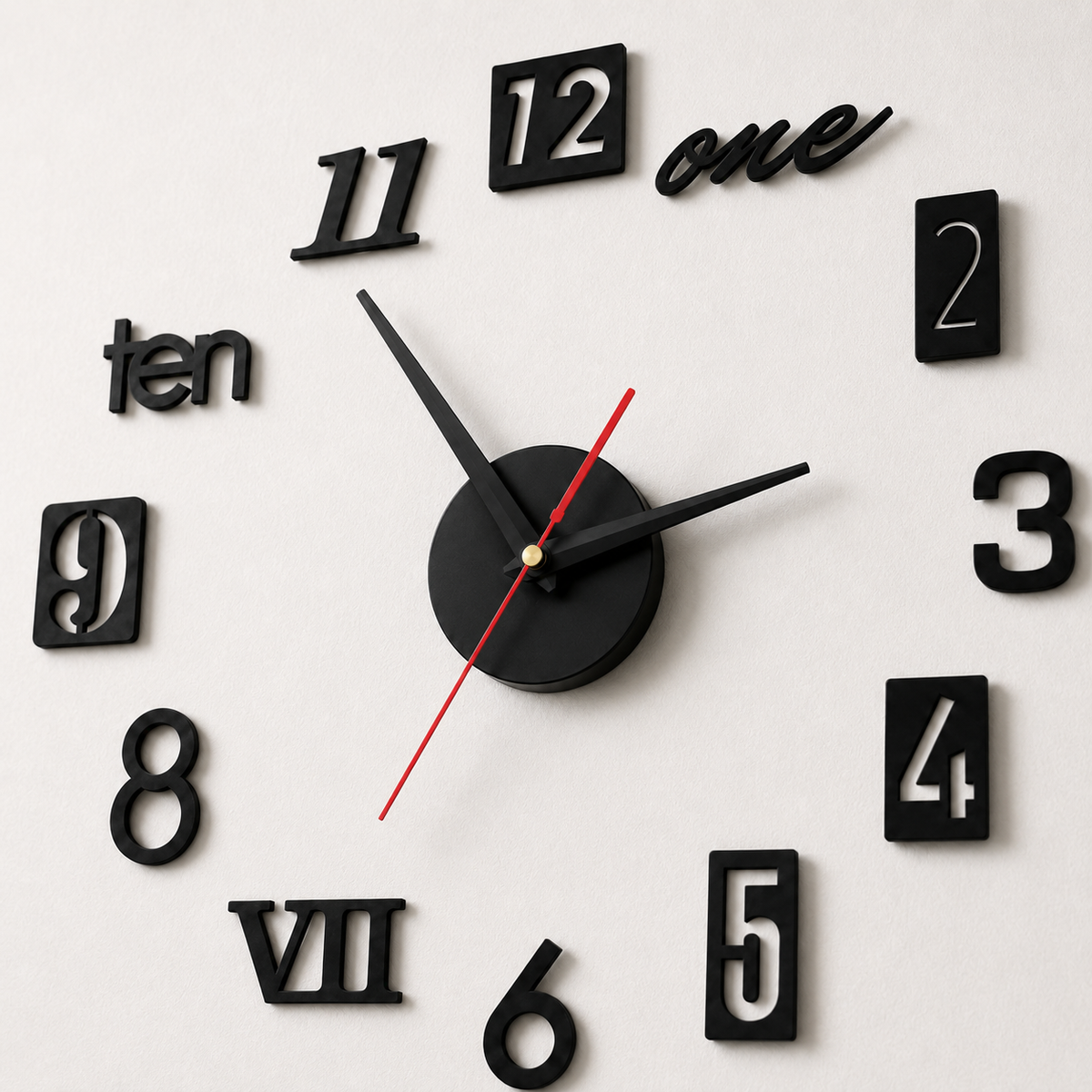 Horloge Murale DIY Autocollante Acrylique 40 cm Mouvement Quartz — 2 Modèles