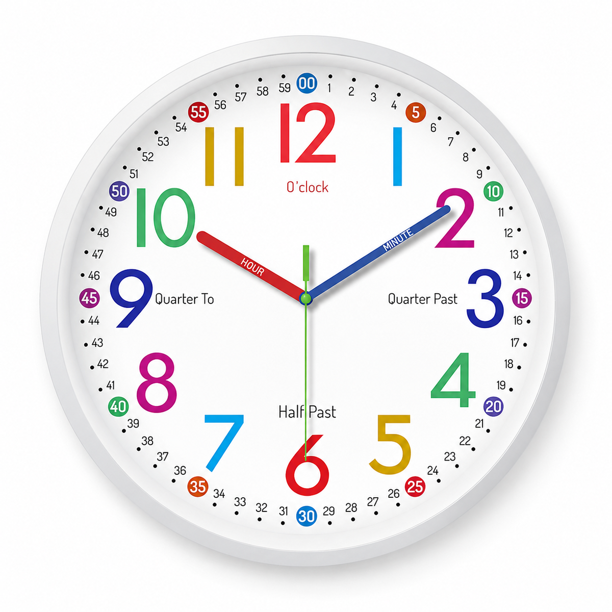 Horloge Murale Enfant Apprentissage Chiffres Colorés 20–30 cm Quartz Silencieux