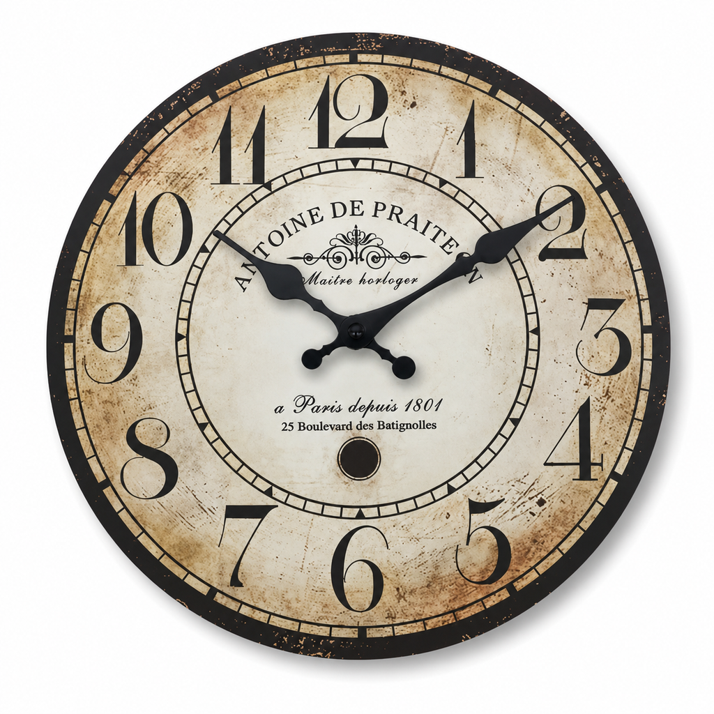 Horloge Murale Bois Style Américain Silencieuse — 2 Tailles