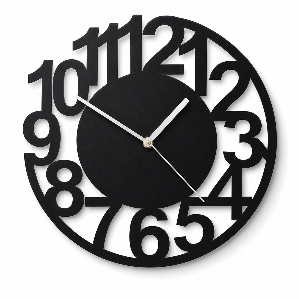 Horloge Murale Acrylique 28 cm Silencieuse Noir