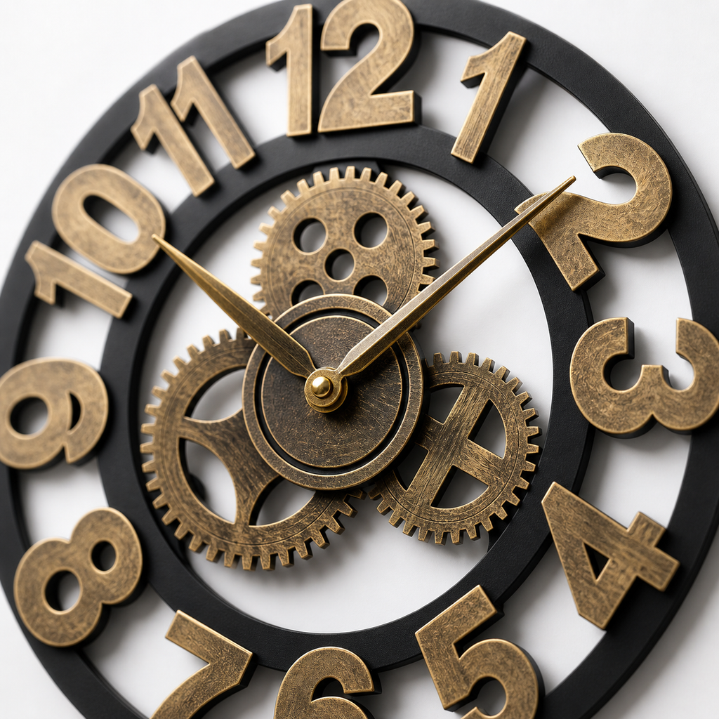 Horloge Murale Bois Engrenages 30–40 cm Silencieuse — 4 Modèles