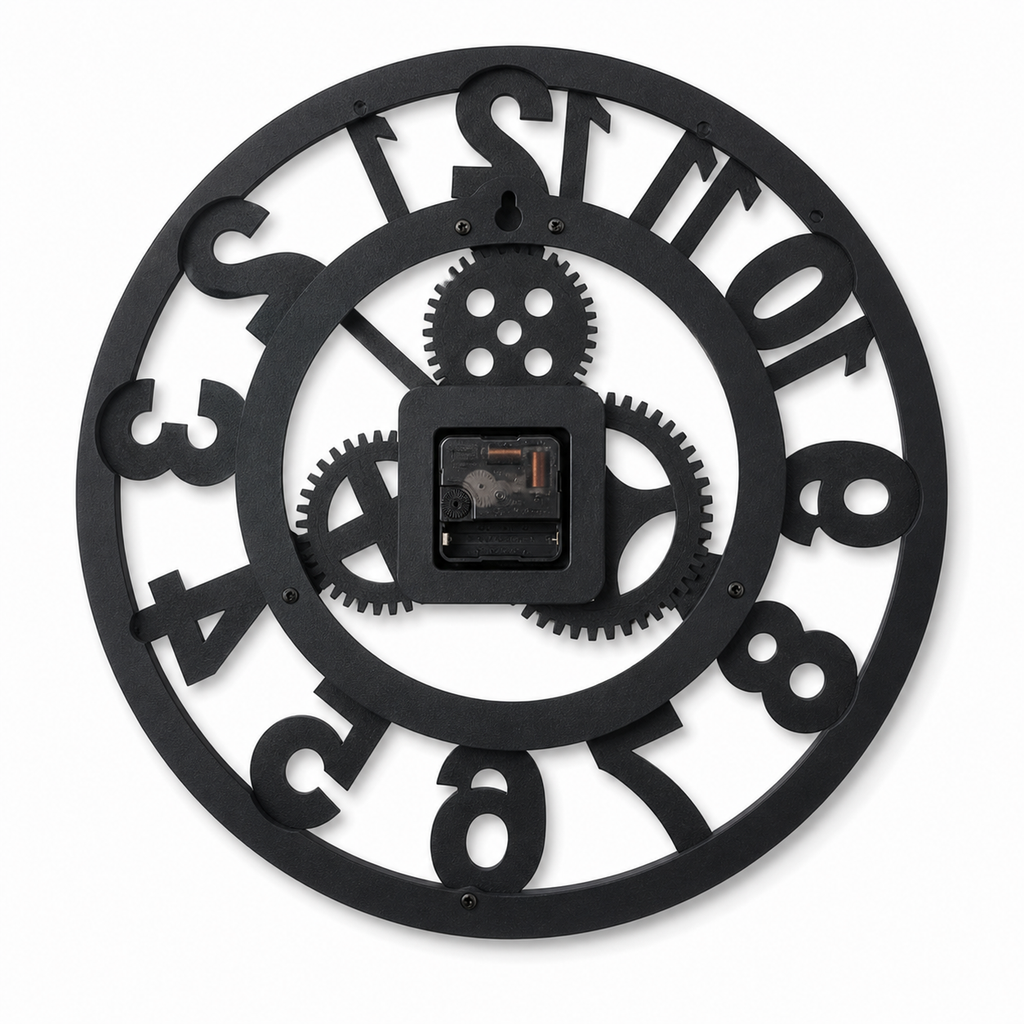 Horloge Murale Bois Engrenages 30–40 cm Silencieuse — 4 Modèles