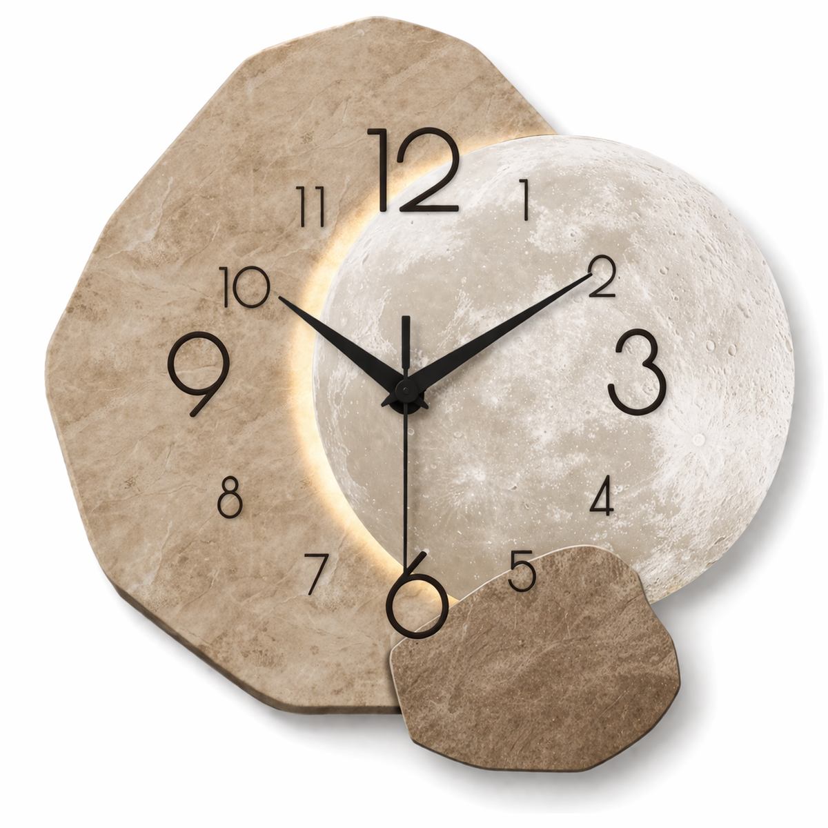 Horloge Murale Bois Forme Géométrique Silencieuse — 3 Tailles