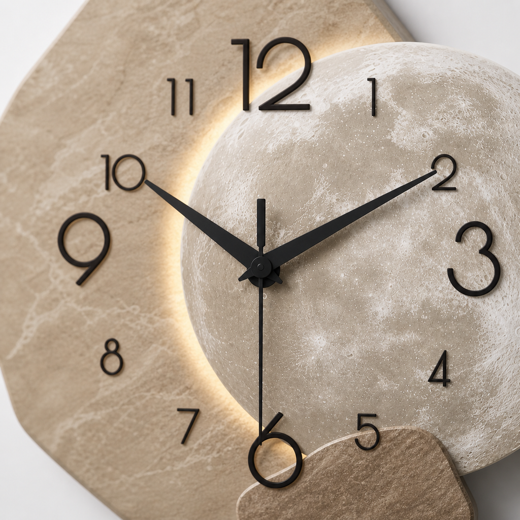 Horloge Murale Bois Forme Géométrique Silencieuse — 3 Tailles
