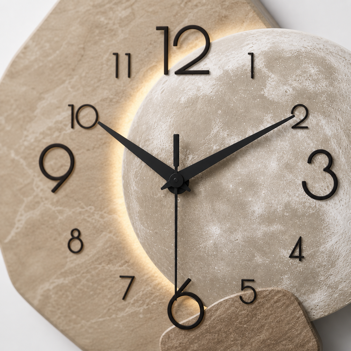 Horloge Murale Bois Forme Géométrique Silencieuse — 3 Tailles