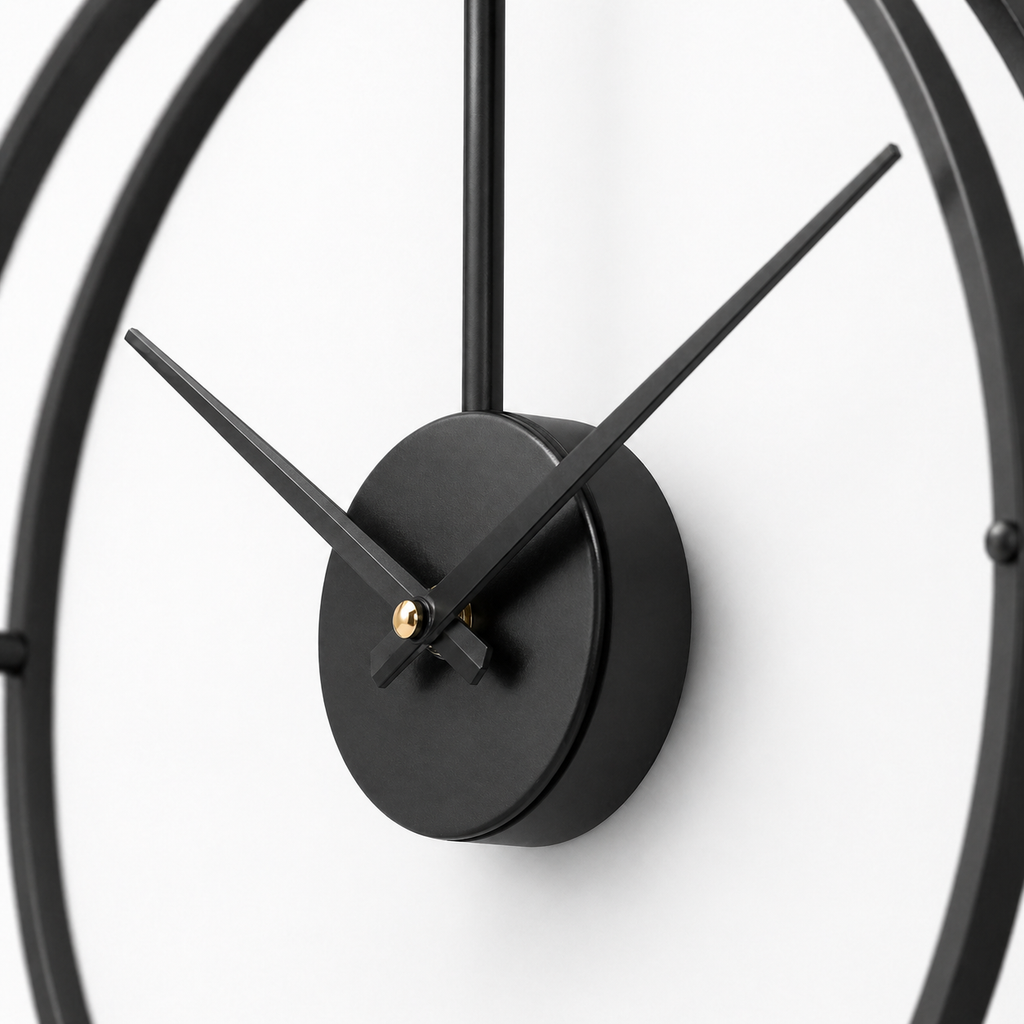 Horloge Murale Design Fer Noir 50 cm Silencieuse