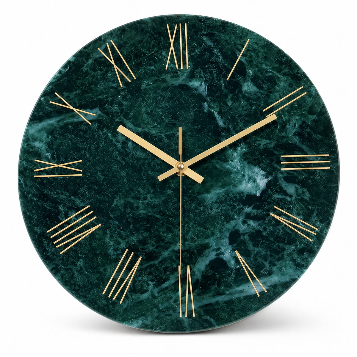 Horloge Murale Verre Effet Marbre Vert 30 cm Silencieuse