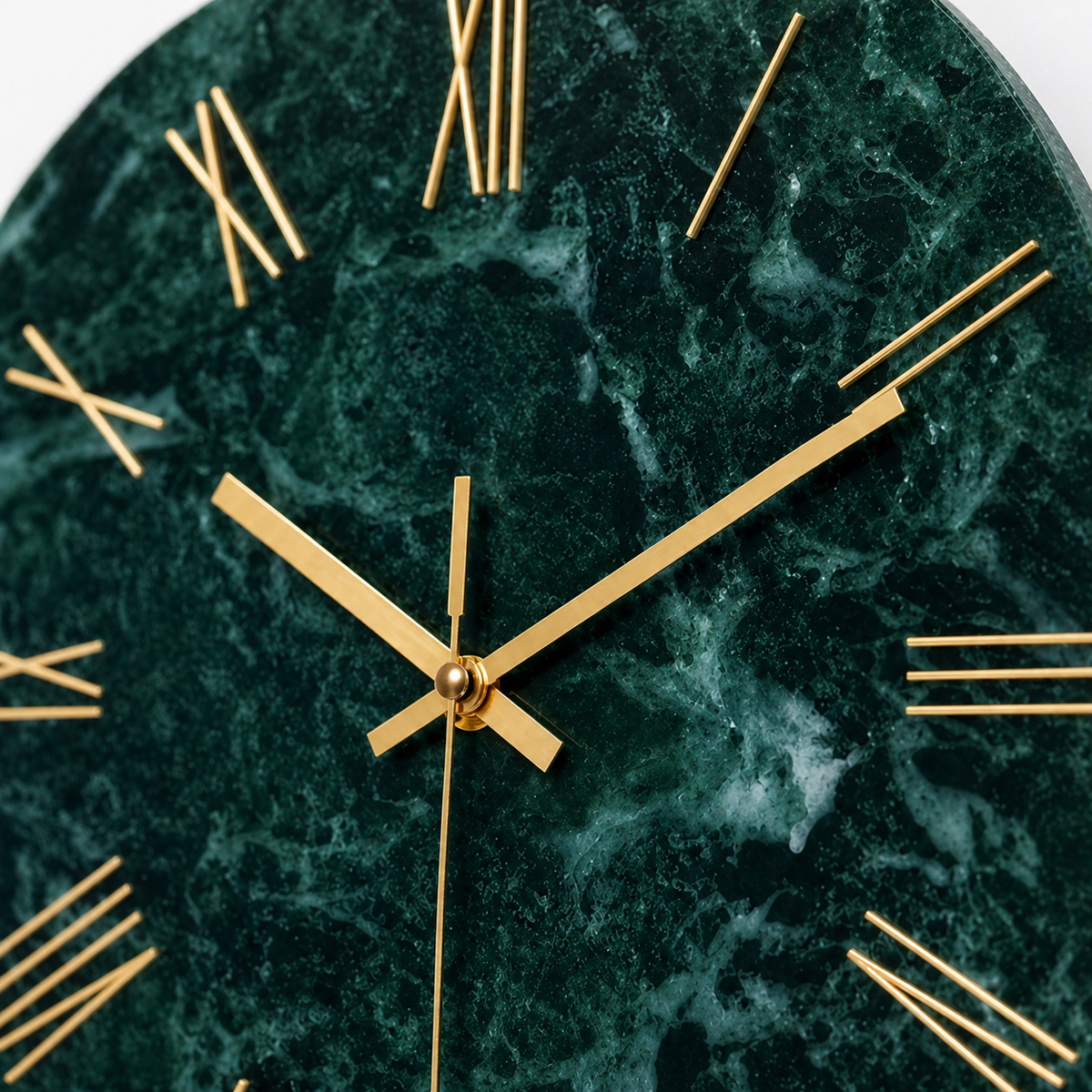 Horloge Murale Verre Effet Marbre Vert 30 cm Silencieuse