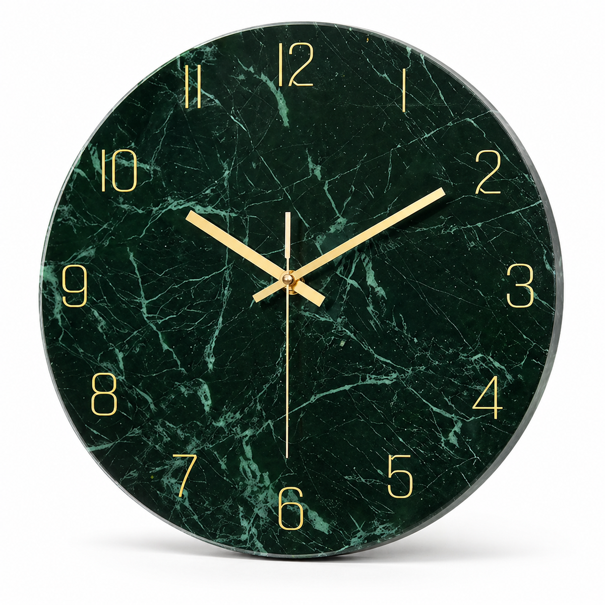 Horloge Murale Verre Effet Marbre Vert 30 cm Silencieuse