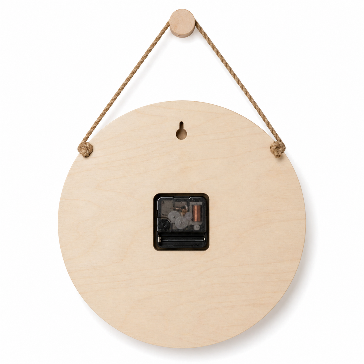 Horloge Murale Bois Scandinave 25 cm Silencieuse — Corde Jute