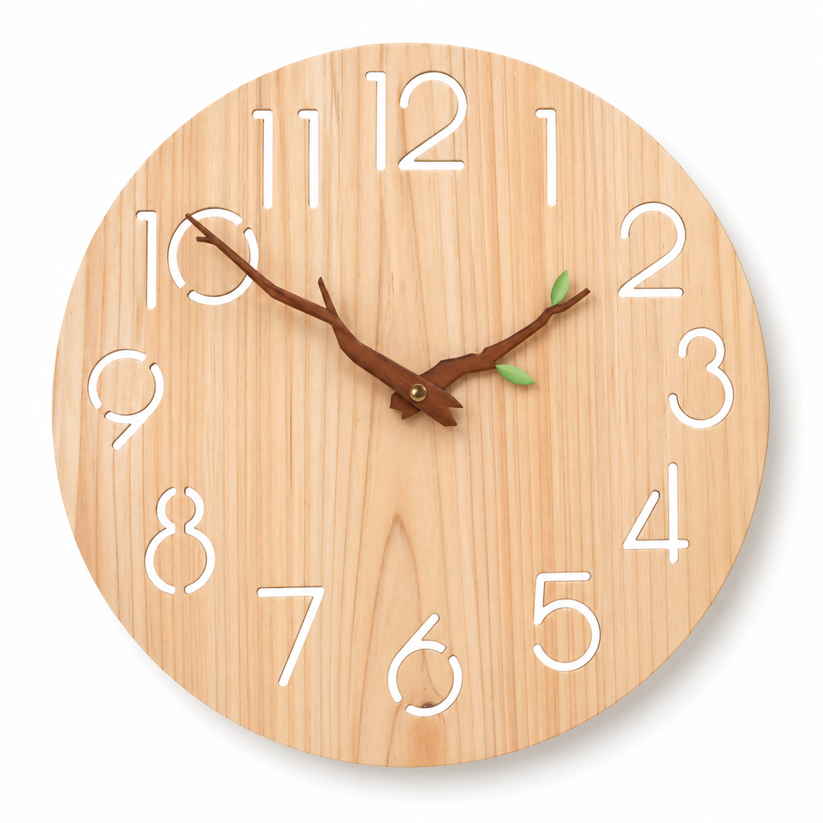 Horloge Murale Bois Originale 30 cm Silencieuse — Aiguilles Branche