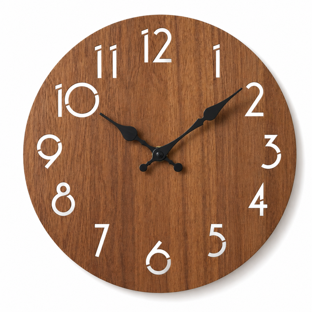 Horloge Murale Bois Moderne 25 cm Silencieuse — 5 Modèles