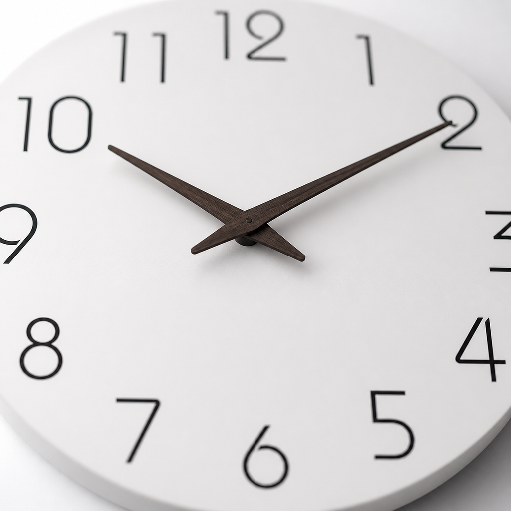 Horloge Murale Bois Blanc Silencieuse — 4 Tailles