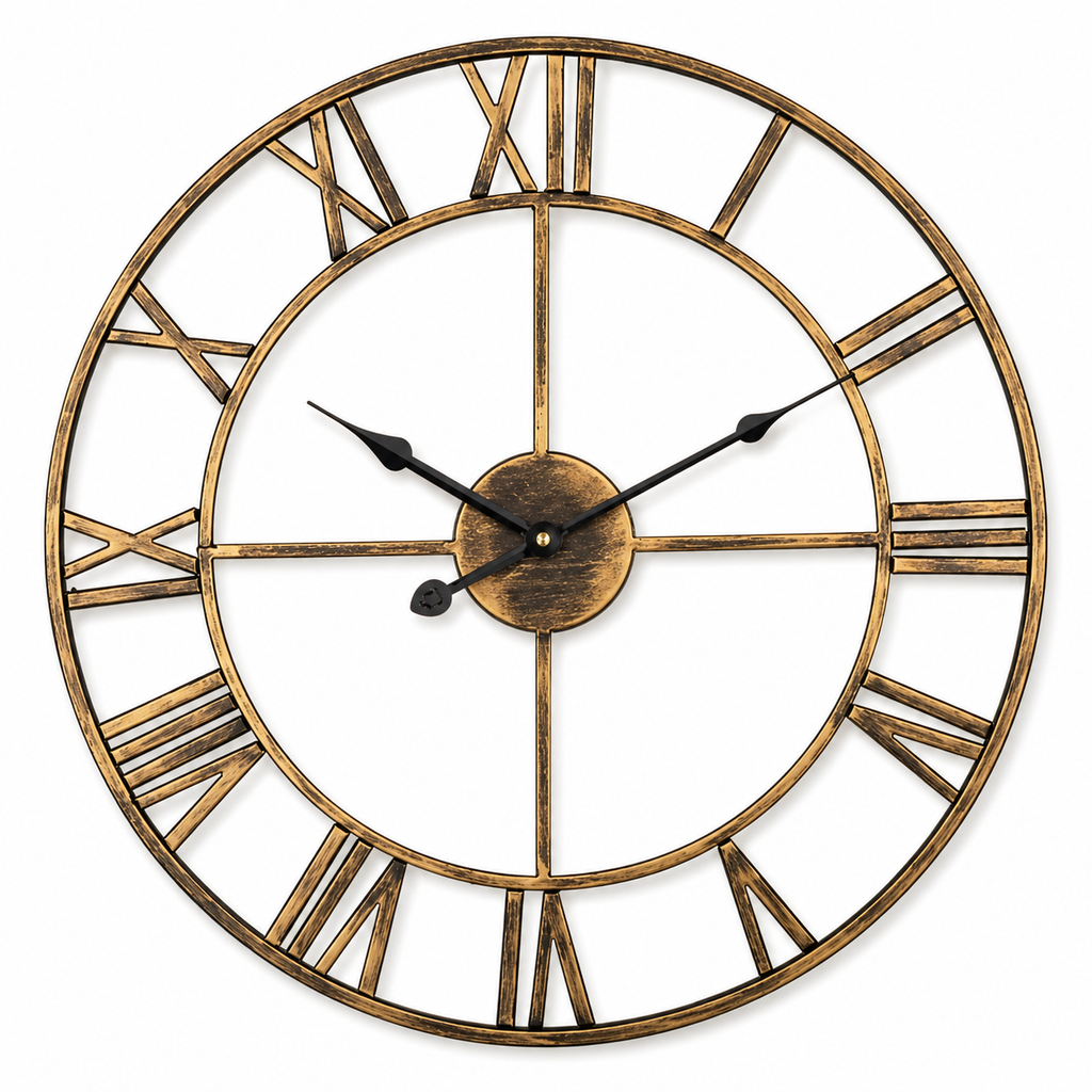 Horloge Murale Métal Vintage 40cm et 60cm Silencieuse 2 Modèles