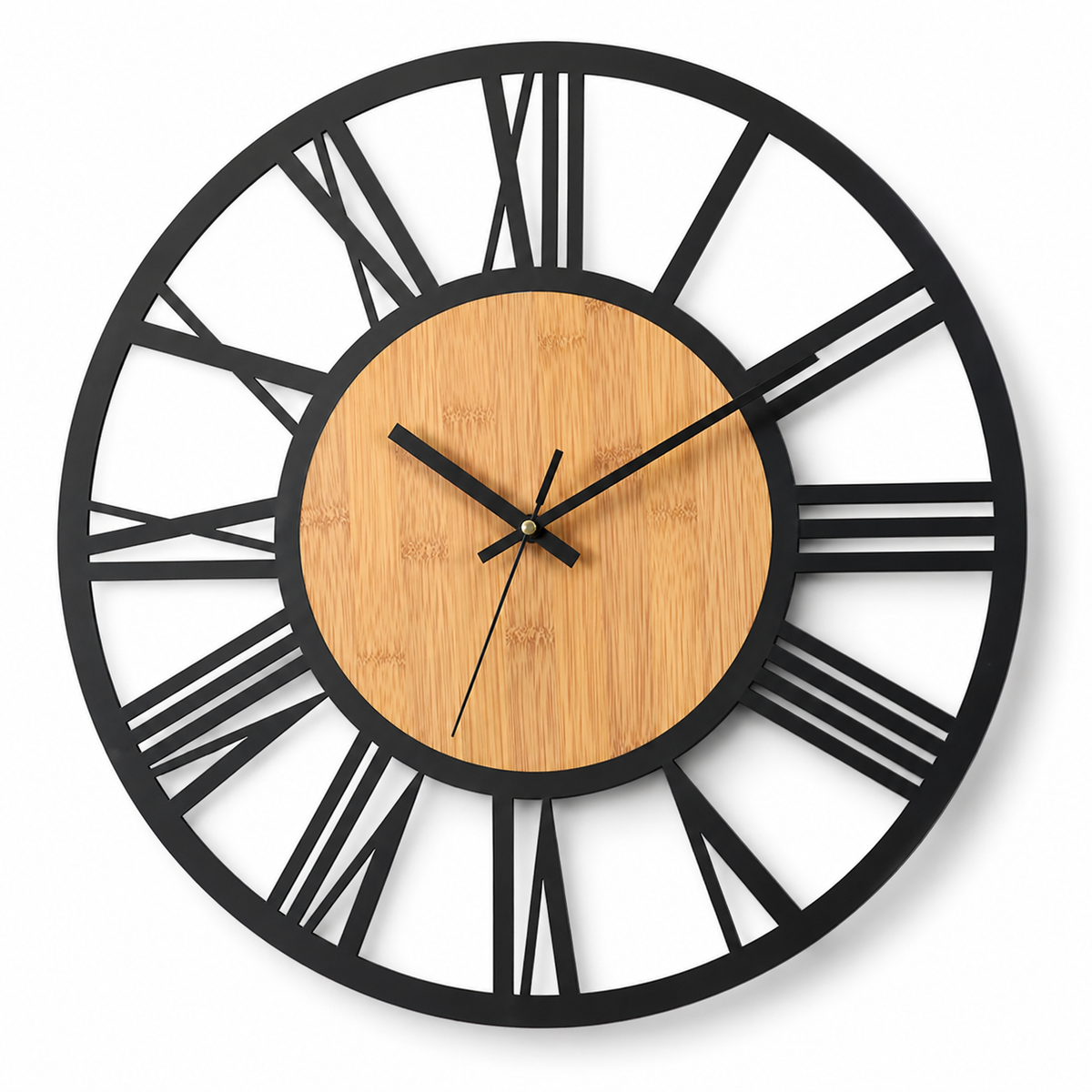 Horloge Murale Métal Bambou 40 cm Silencieuse Style Rétro