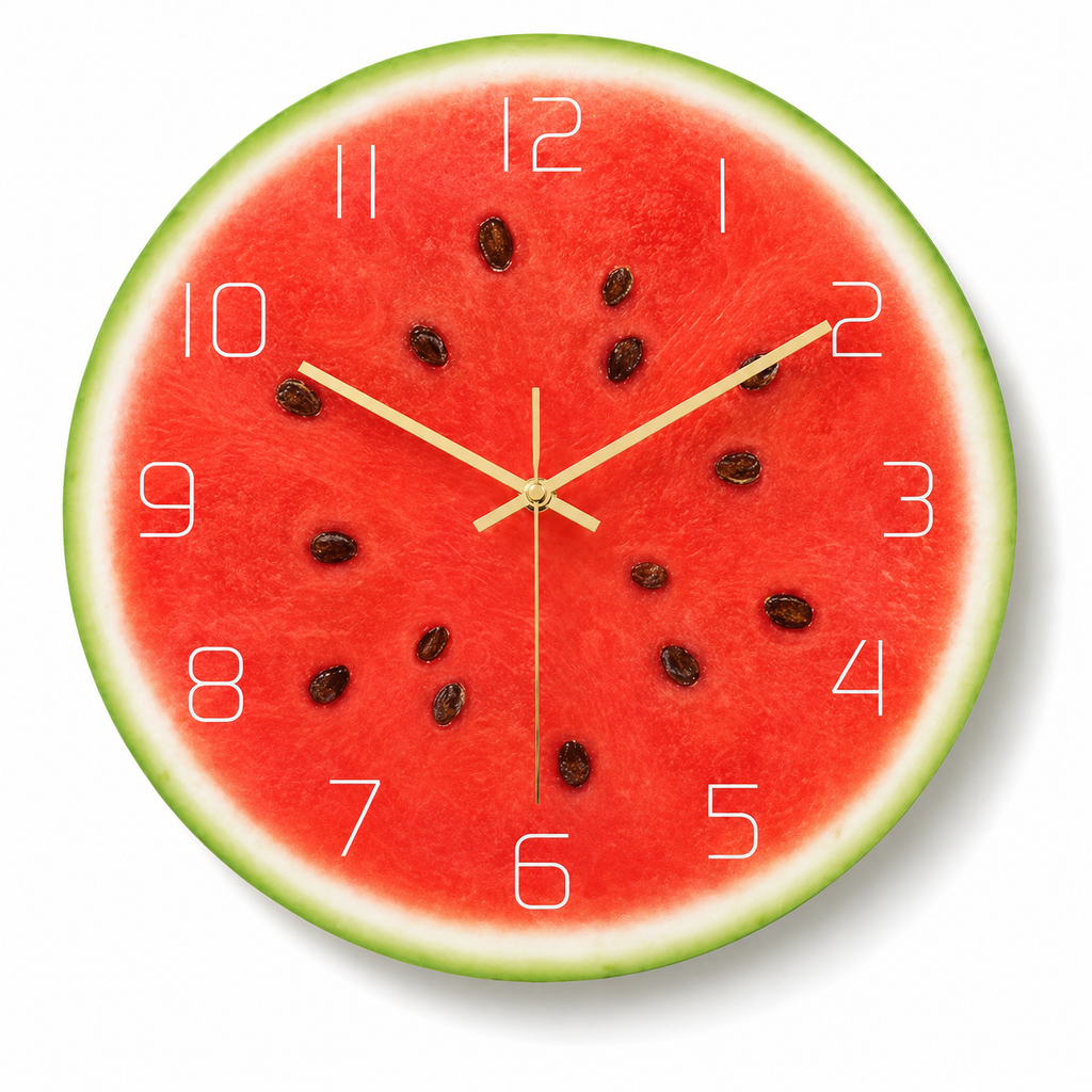 Horloge Murale 30 cm Silencieuse Motif Fruit — 4 Modèles