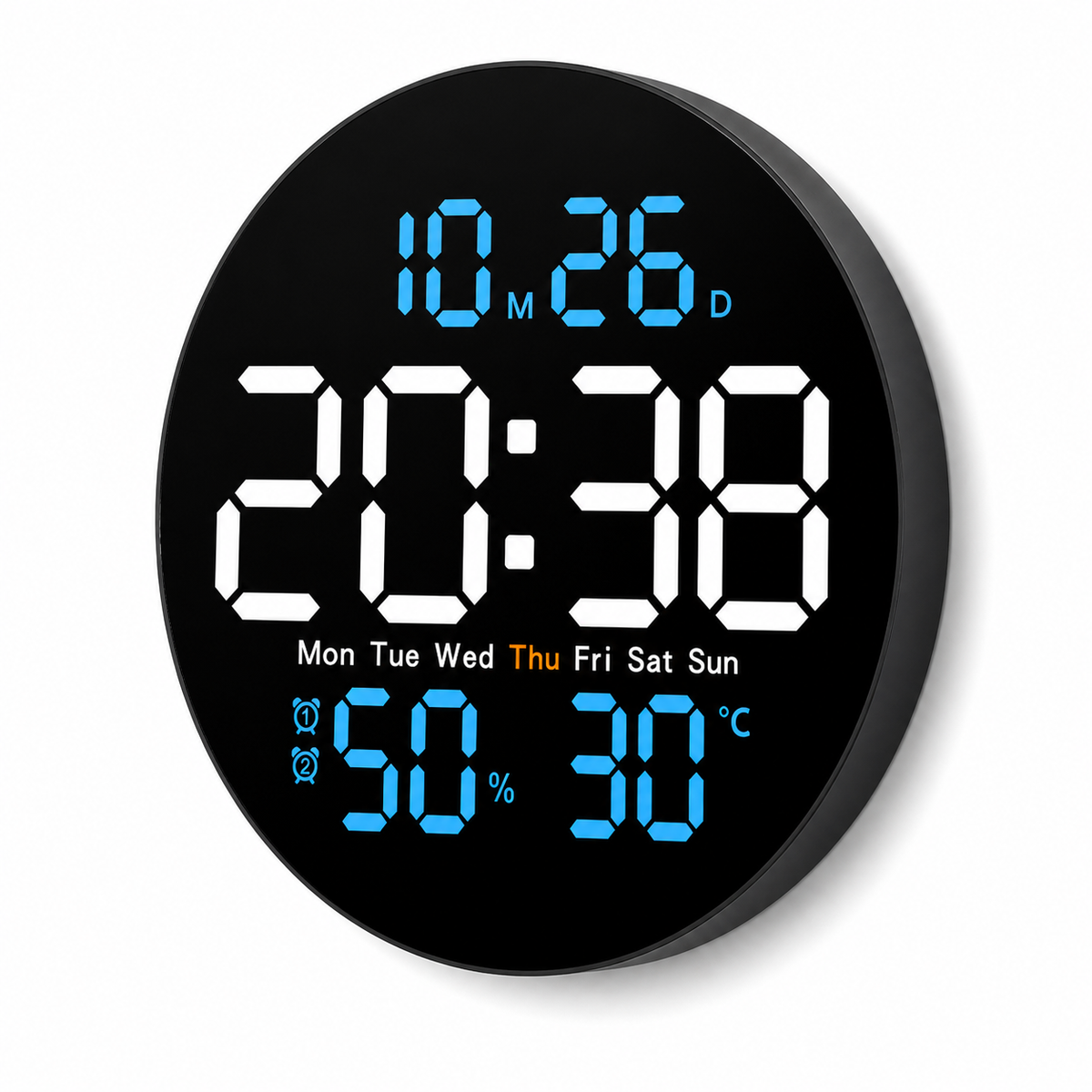 Horloge Murale LED Numérique Température Humidité Alarme