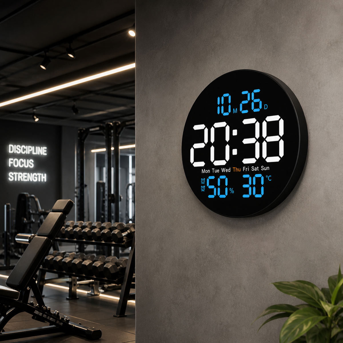 Horloge Murale LED Numérique Température Humidité Alarme