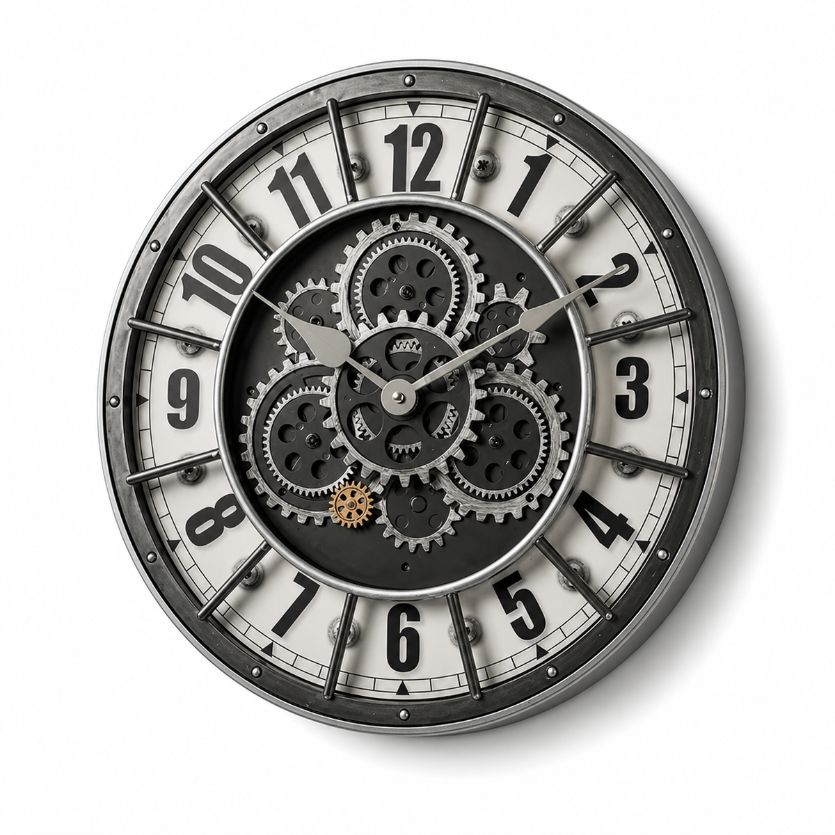 Horloge Murale Engrenages Industriels 46 cm Silencieuse — 4 Modèles