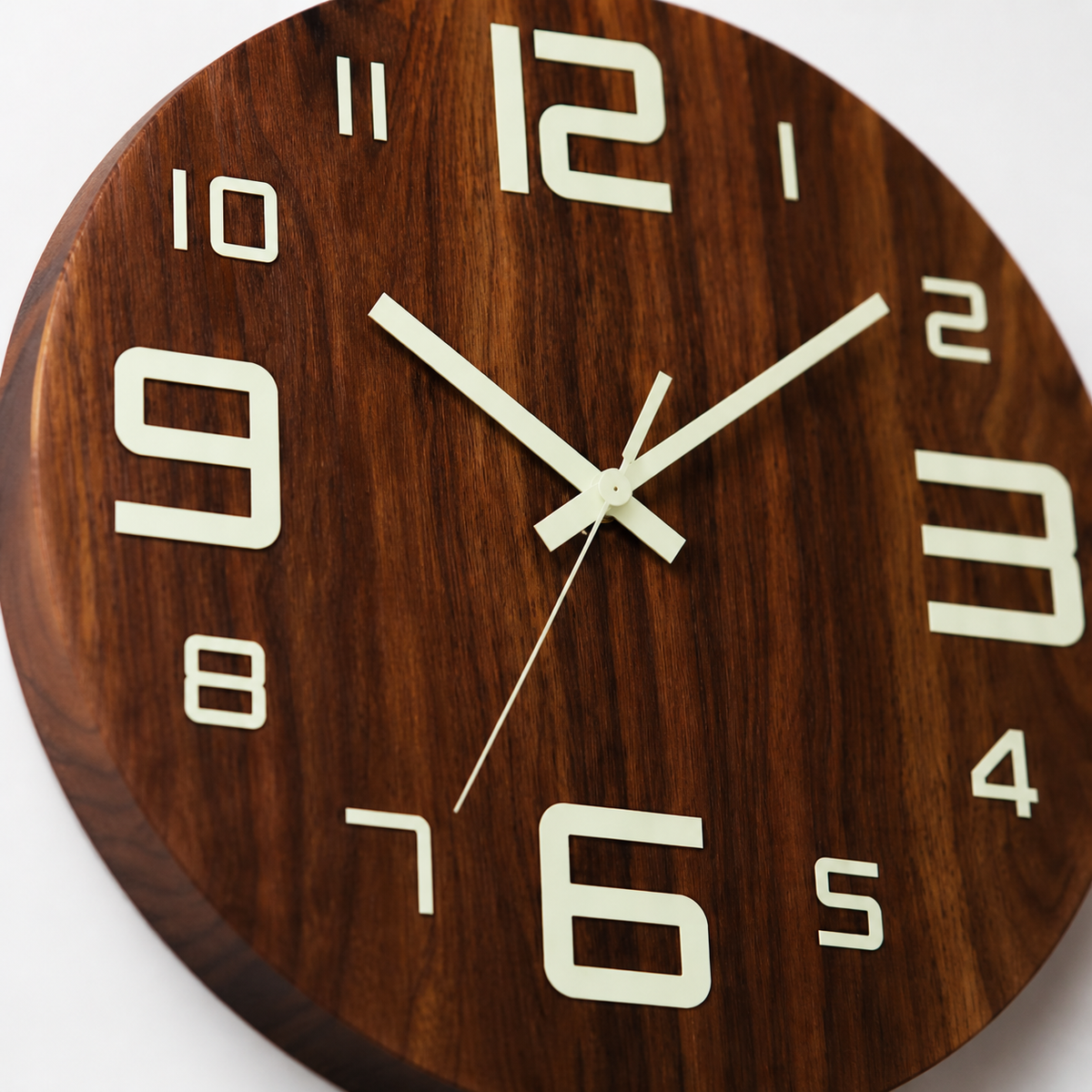 Horloge Murale Bois Silencieuse Lumineuse 30 cm — 3 Modèles