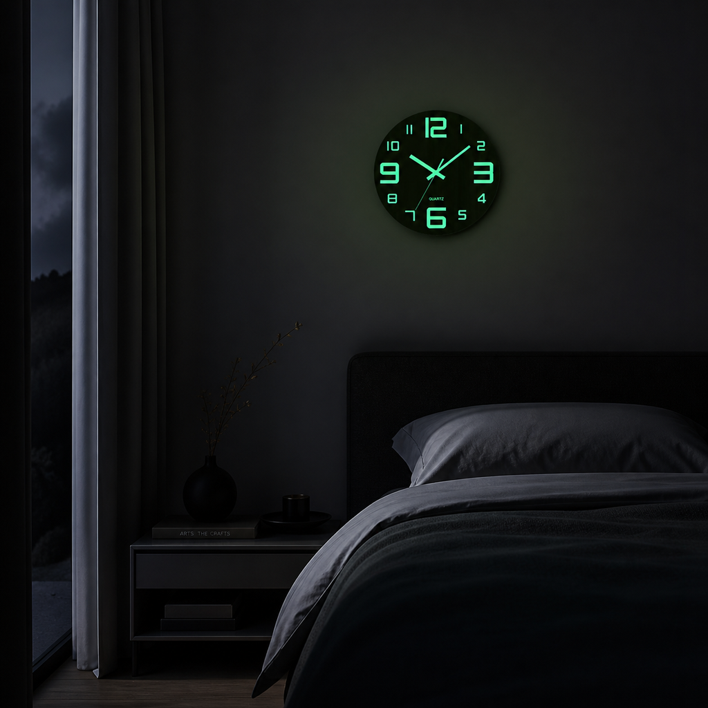 Horloge Murale Bois Silencieuse Lumineuse 30 cm — 3 Modèles