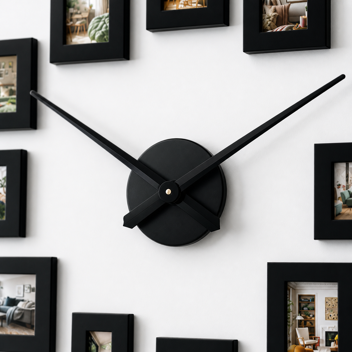 Horloge Murale Métal 120 cm avec Cadres Photo — Silencieuse
