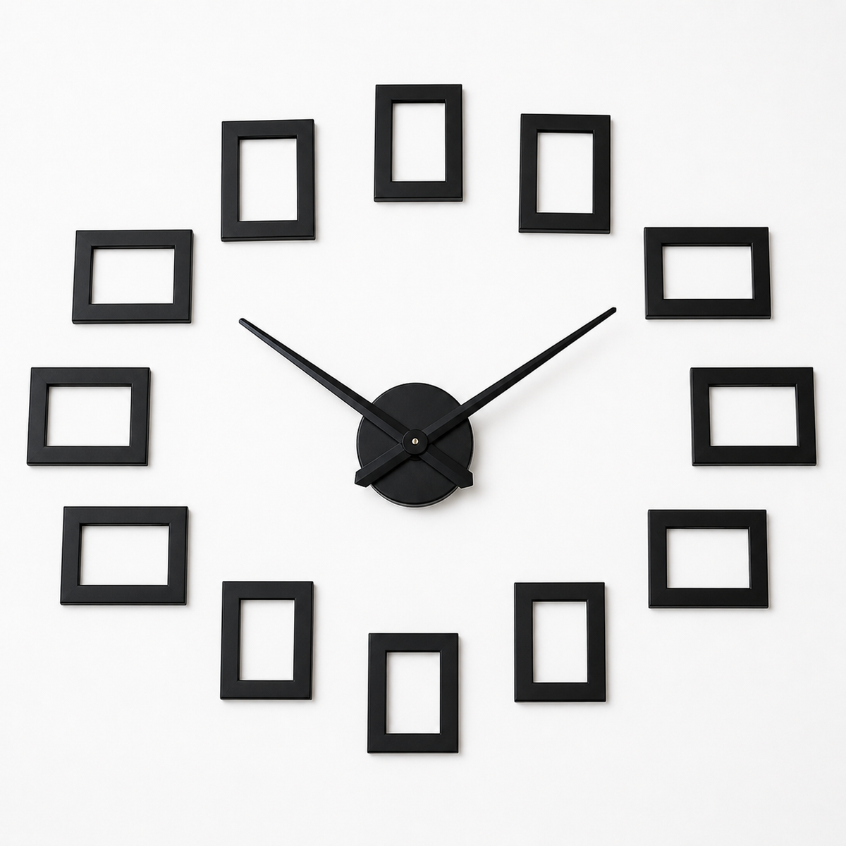 Horloge Murale Métal 120 cm avec Cadres Photo — Silencieuse