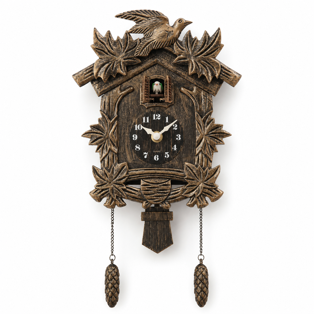 Horloge Murale Coucou Résine 38 cm Pendule Sonore