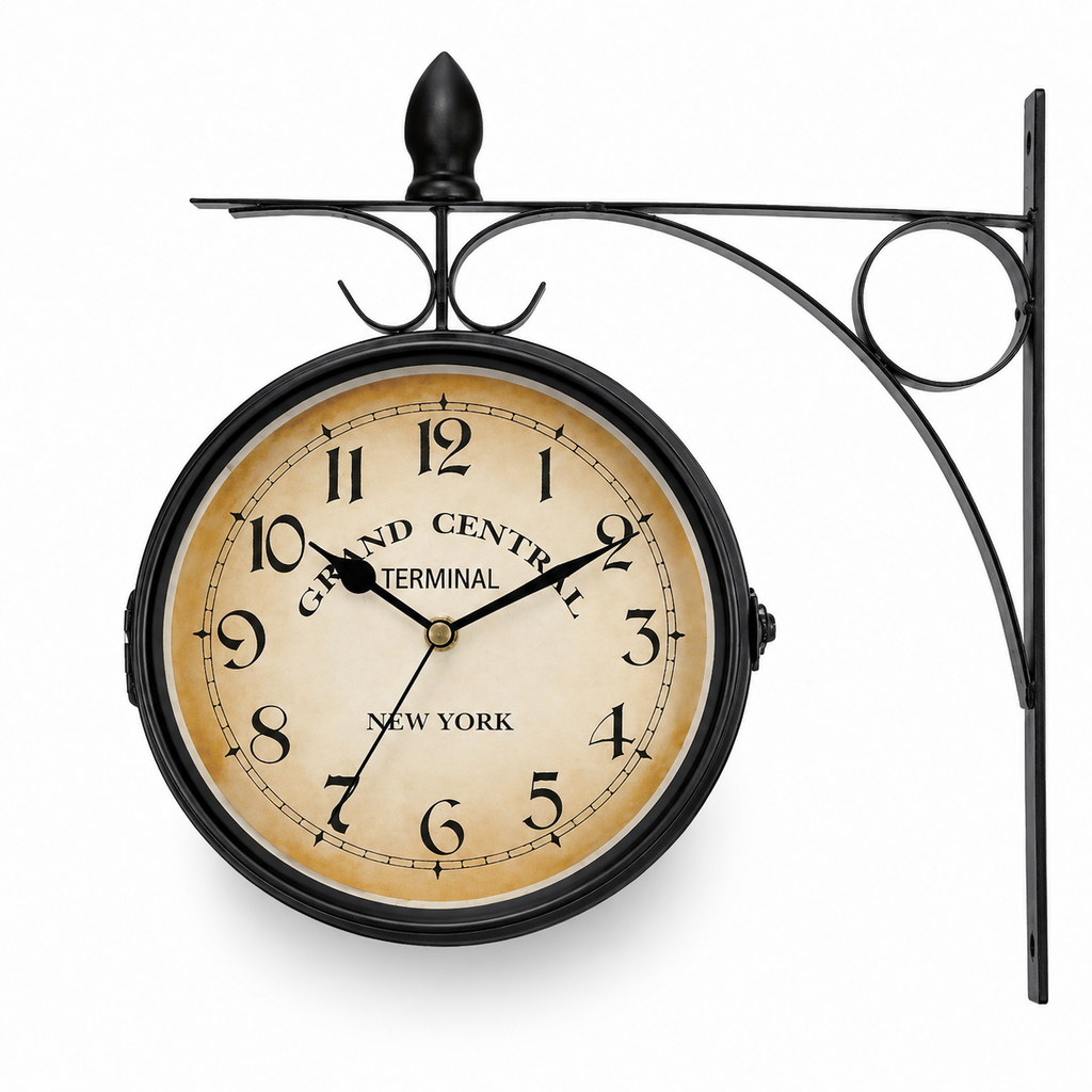 Horloge Murale Fer Double Face 22 cm — 2 Modèles