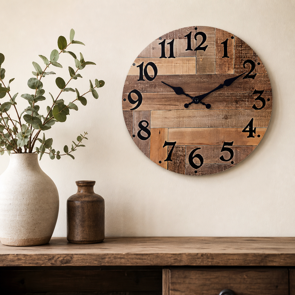 Horloge Murale Bois Silencieuse — 4 Tailles