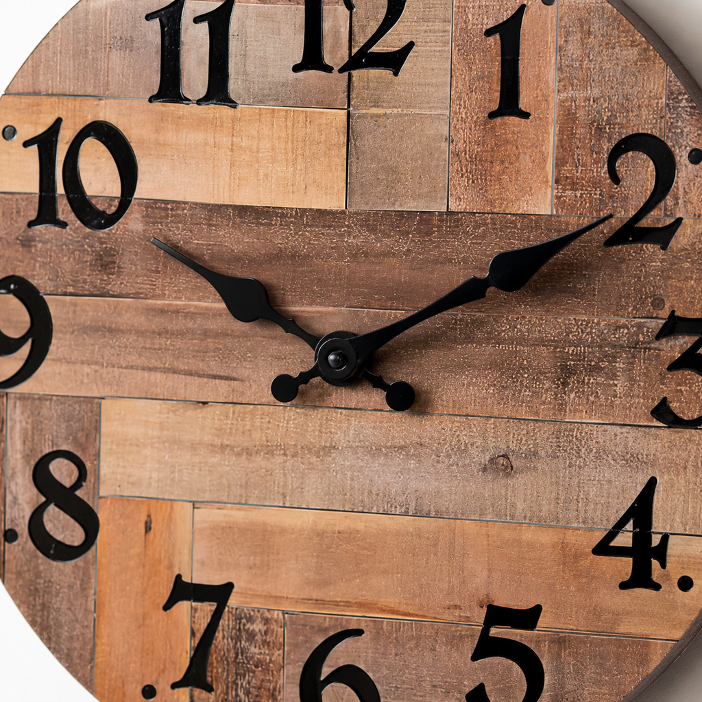 Horloge Murale Bois Silencieuse — 4 Tailles
