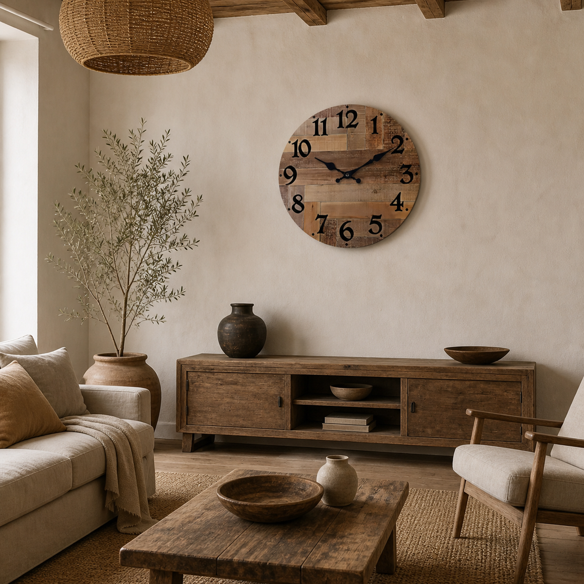 Horloge Murale Bois Silencieuse — 4 Tailles