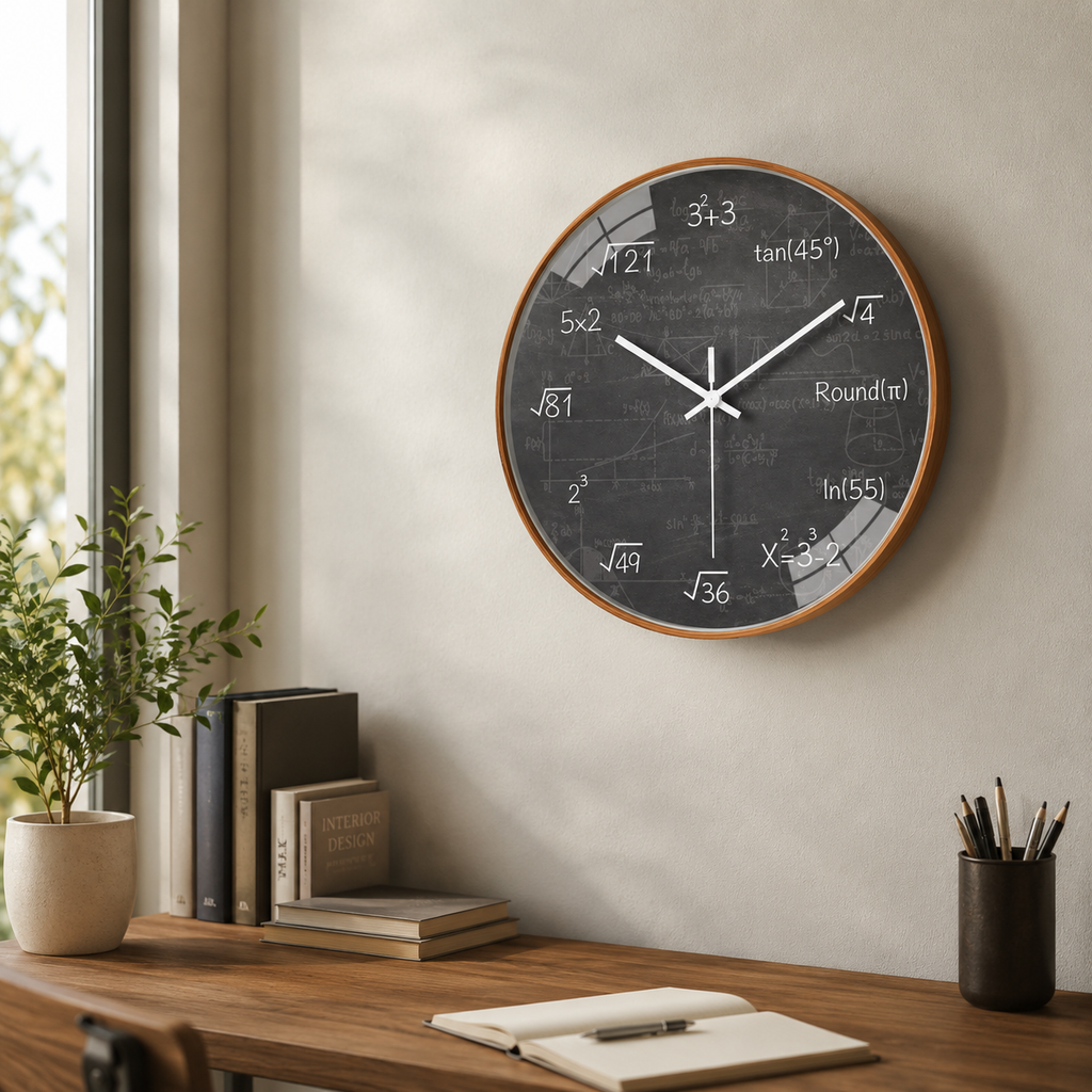 Horloge Murale Silencieuse 20 cm Motif Mathématiques — 4 Modèles