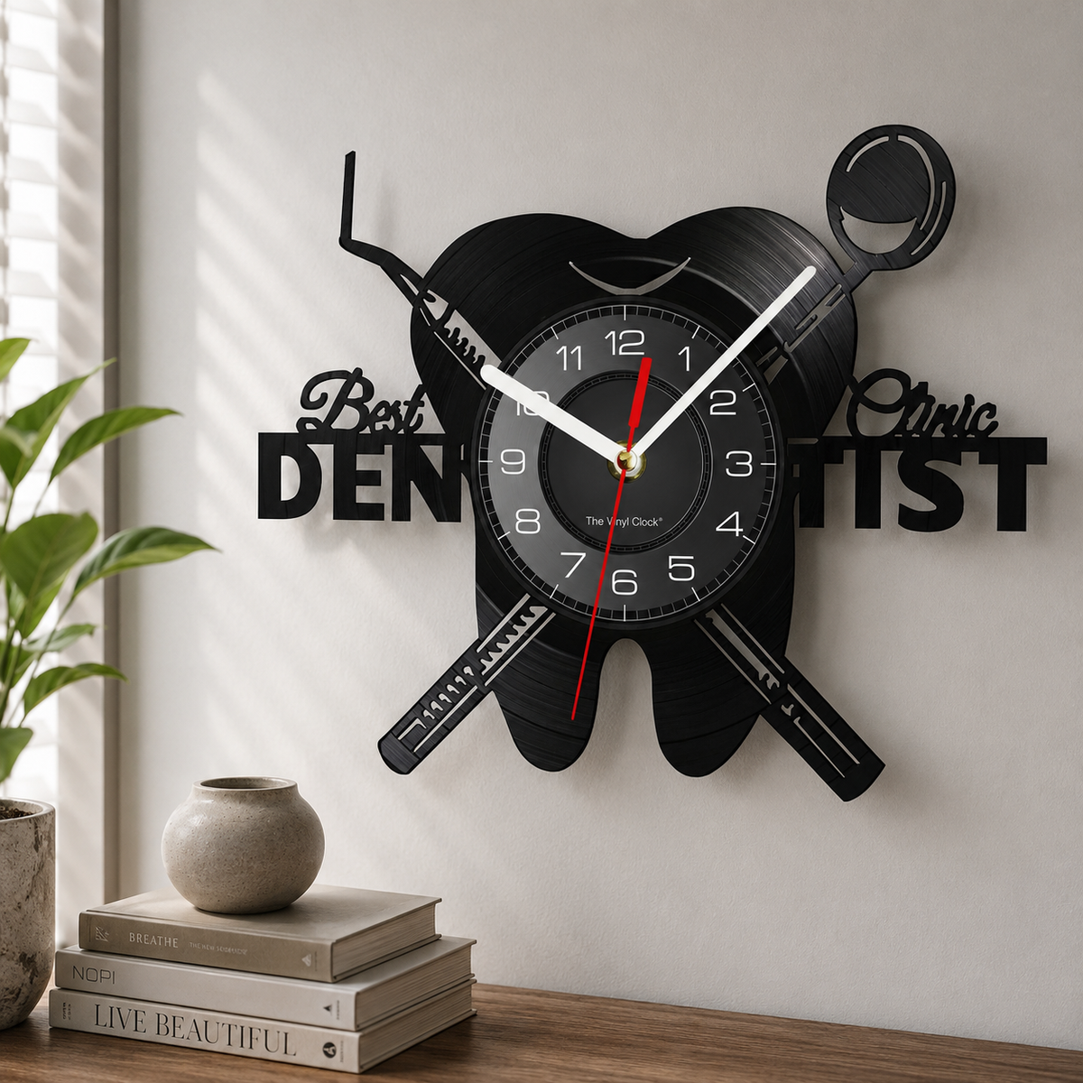 Horloge Murale Vinyle Silencieuse 30 cm Motif Dentiste — 8 Modèles