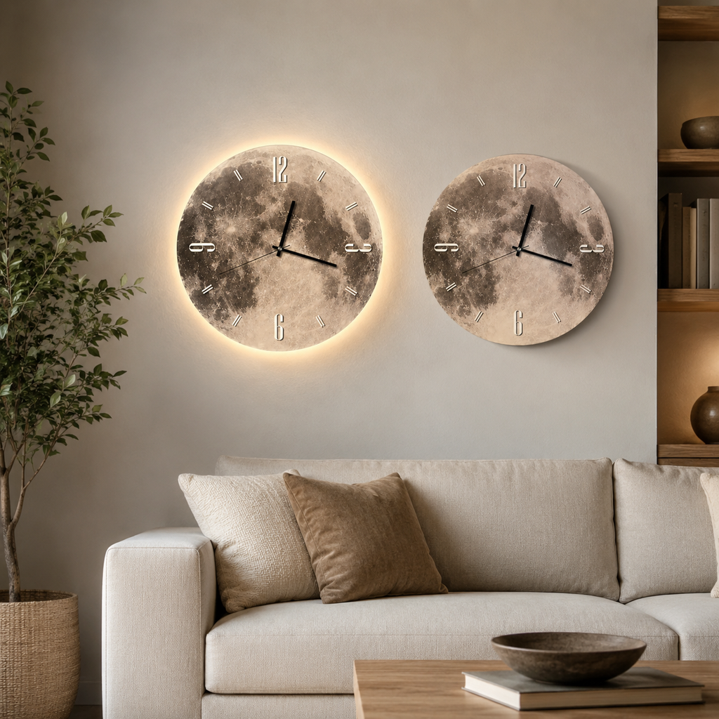 Horloge Murale LED Acrylique 50 cm Silencieuse — 2 Modèles