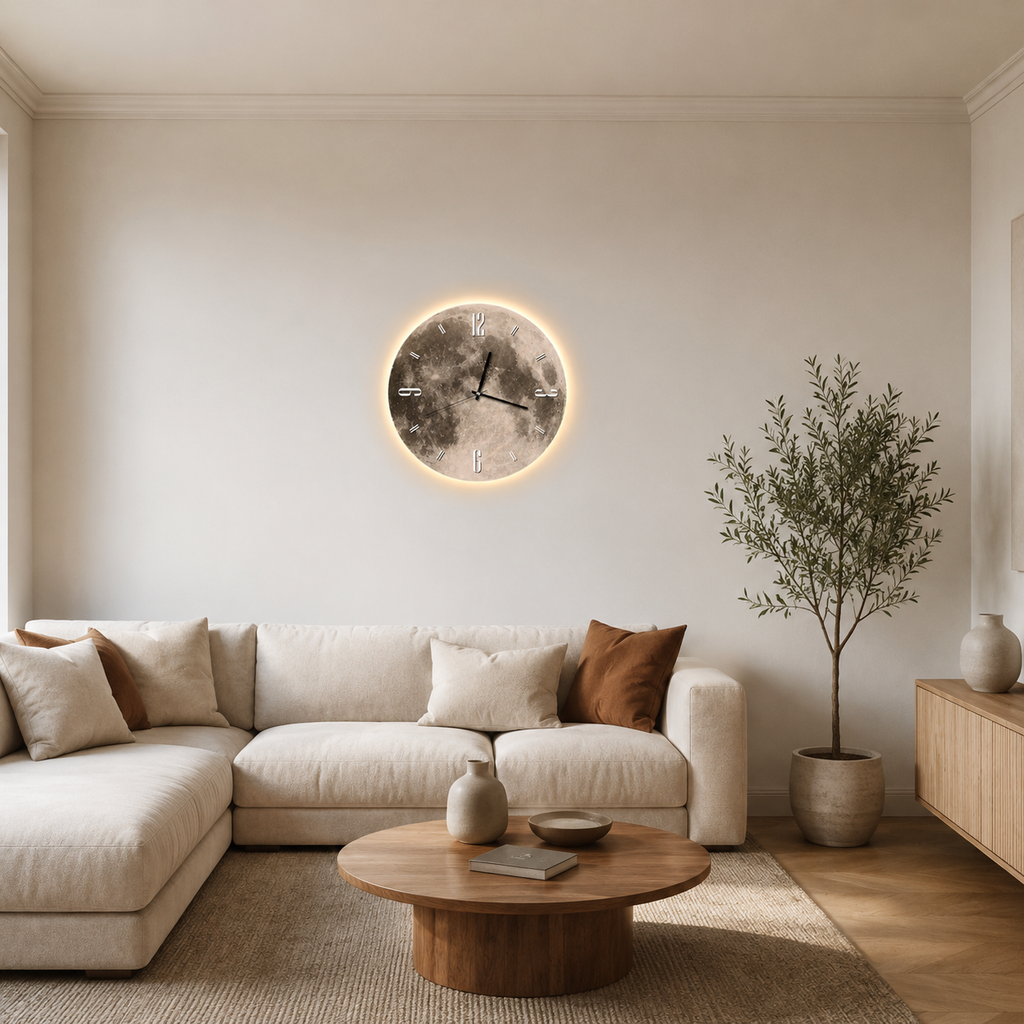 Horloge Murale LED Acrylique 50 cm Silencieuse — 2 Modèles